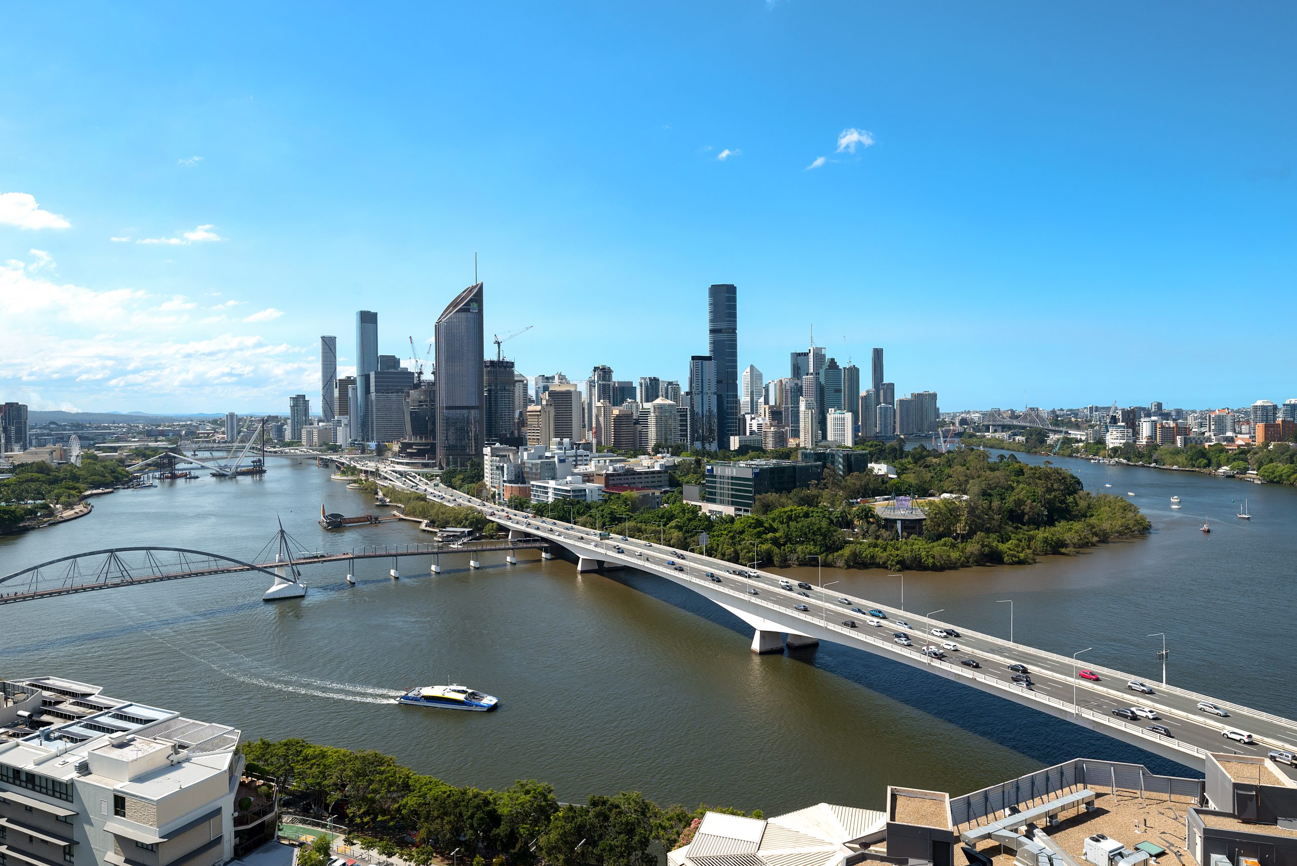 Elevated skyline outlook from penthouse in West End – Real estate photography Brisbane