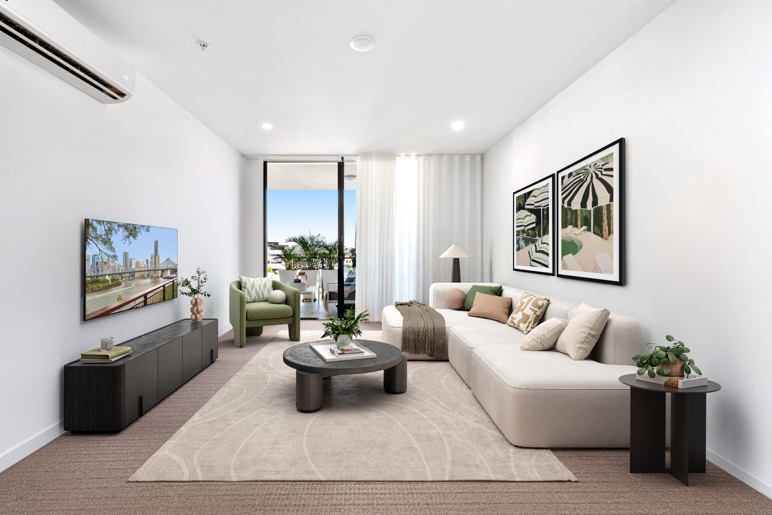 RealScope virtual staging of family room in Newstead – Real estate photos Brisbane